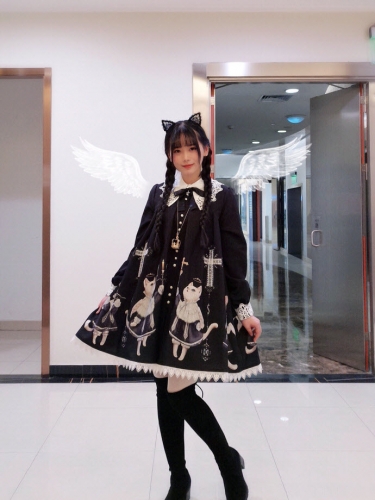 R-series -The Cats' Choir- Gothic Lolita Collar OP Dress