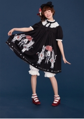 Summer Fairy -The Cats and The Mushrooms- Sweet Casual Lolita OP Dress (Ruff Collar Version)