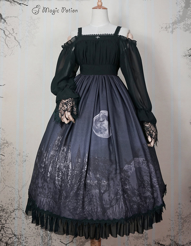 Magic Potion -Moon Castle- Gothic Lolita OP Dress (Long Sleeves Version)