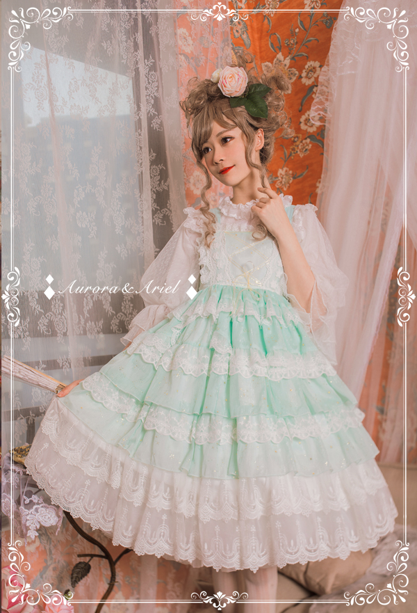 Aurora Ariel -The Song of Cicadas- Lolita High Waist Jumper Dress