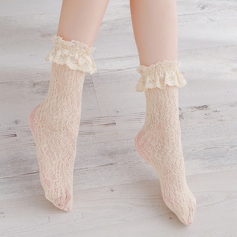 Sweet Magnolia Jacquard Lace Lolita Socks Stockings