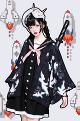Pretty Rock Baby -The Cranes- Wa Lolita Haori (Kimono Style Top)