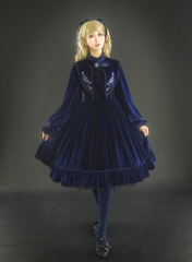 LingXi -The Wild Rose- Embroidery Vintage Classic Lolita Collar OP Dress