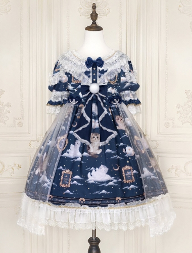 Moonlight Forest -Kittens in Cloud Kingdom- Lolita OP Dress