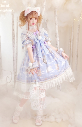 Moonlight Forest -Kittens in Cloud Kingdom- Lolita OP Dress