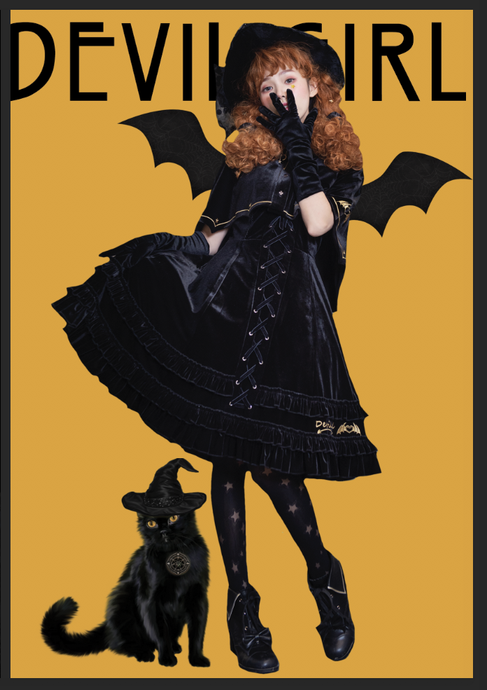 The Little Demon Gothic Lolita Jumper Dress and Cape Set