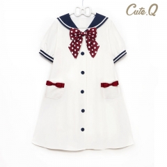 Cute.Q -The Little Sailor- Sweet Sailor Lolita A-line Shaped OP Dress
