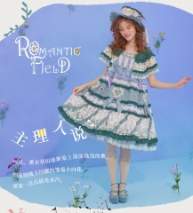 Classical Puppets -Romantic Field- Vintage Classic Babydoll Style Lolita JSK (a cape is included)
