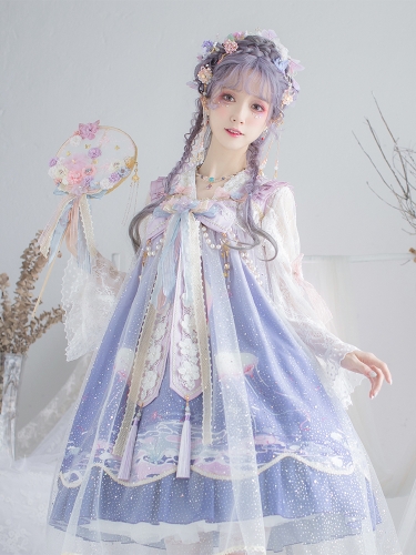 The Moon on the Quiet Sea Qi Lolita JSK + Match Blouse Set