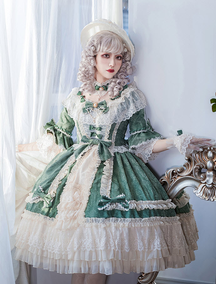 Hinana -Moira- Vintage Classic Lolita OP Dress (Short Version)