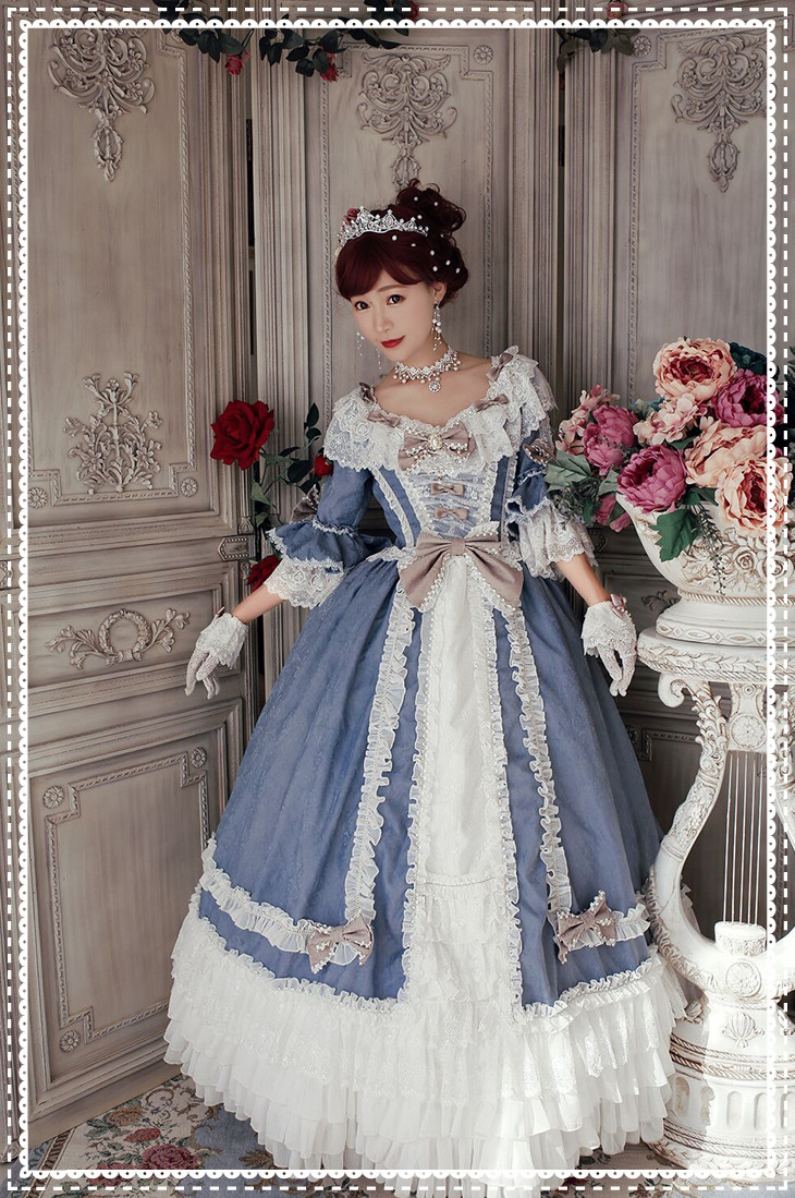 Hinana -Moira- Vintage Classic Lolita OP Dress (Long Version)