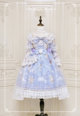 Moonlight Forest -Kittens in Cloud Kingdom- Lolita OP Dress (Hime Sleeves Version)