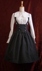 Lost In Darkness Vintage Classic High Waist Lolita Skirt with Shoulder Straps