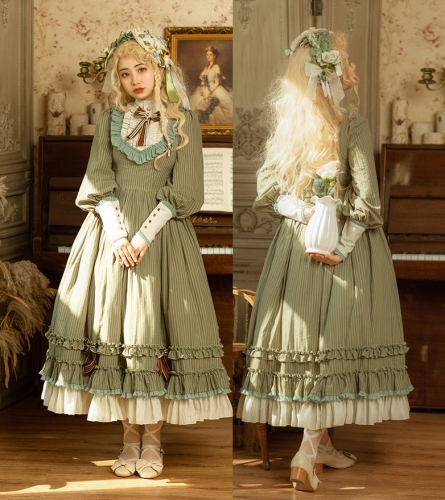 Fantastic Wind -Striped Doll- Vintage Classic Lolita OP Dress