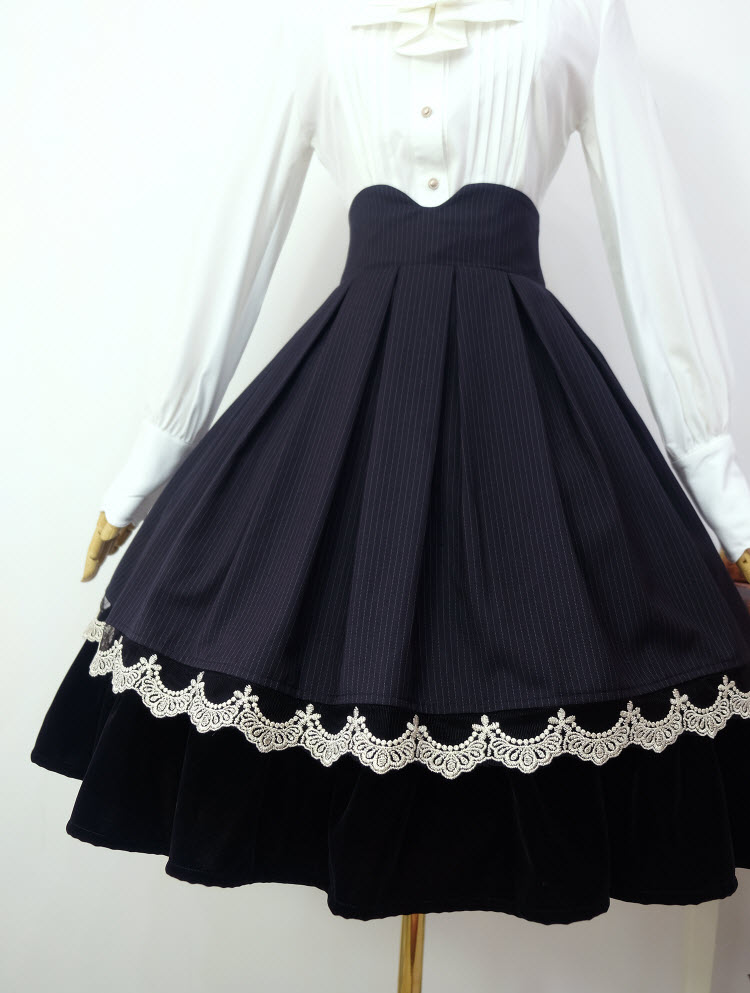 Little Dipper Striped High Waist Vintage Classic Lolita Skirt