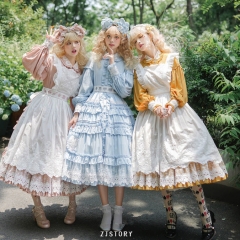 Without Heart Pockets OP + Apron Set: ZJ Story -Ailisi 3.0- Vintage Classic Lolita OP Dress + Apron Set