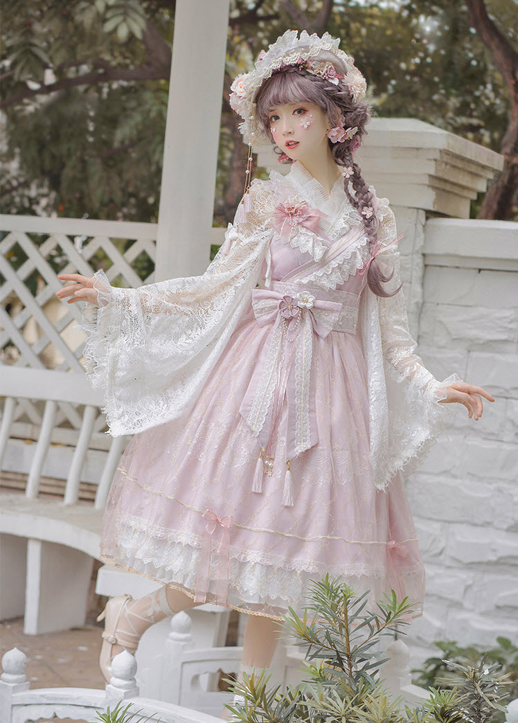 The Sweet Cherry Flowers Wa Lolita JSK and Its Matching Blouse