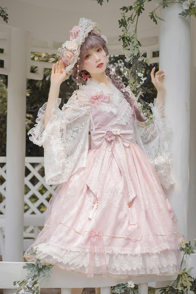 The Sweet Cherry Flowers Wa Lolita JSK and Its Matching Blouse