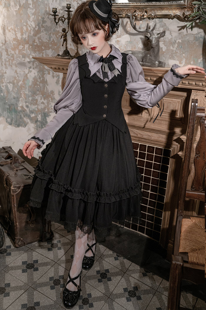Gloomy Princess Gothic Lolita Blouse, Vest and Skirt