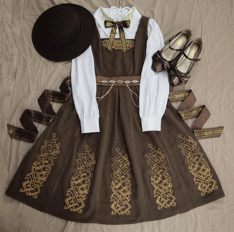 Gudian Cuojin Embridered Vintage Classic Lolita Jumper Dress
