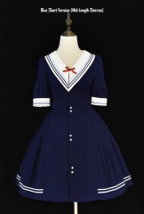 Cyan Lolita -The Sound of Waves- TR Fabric Version Sailor Lolita OP Dress