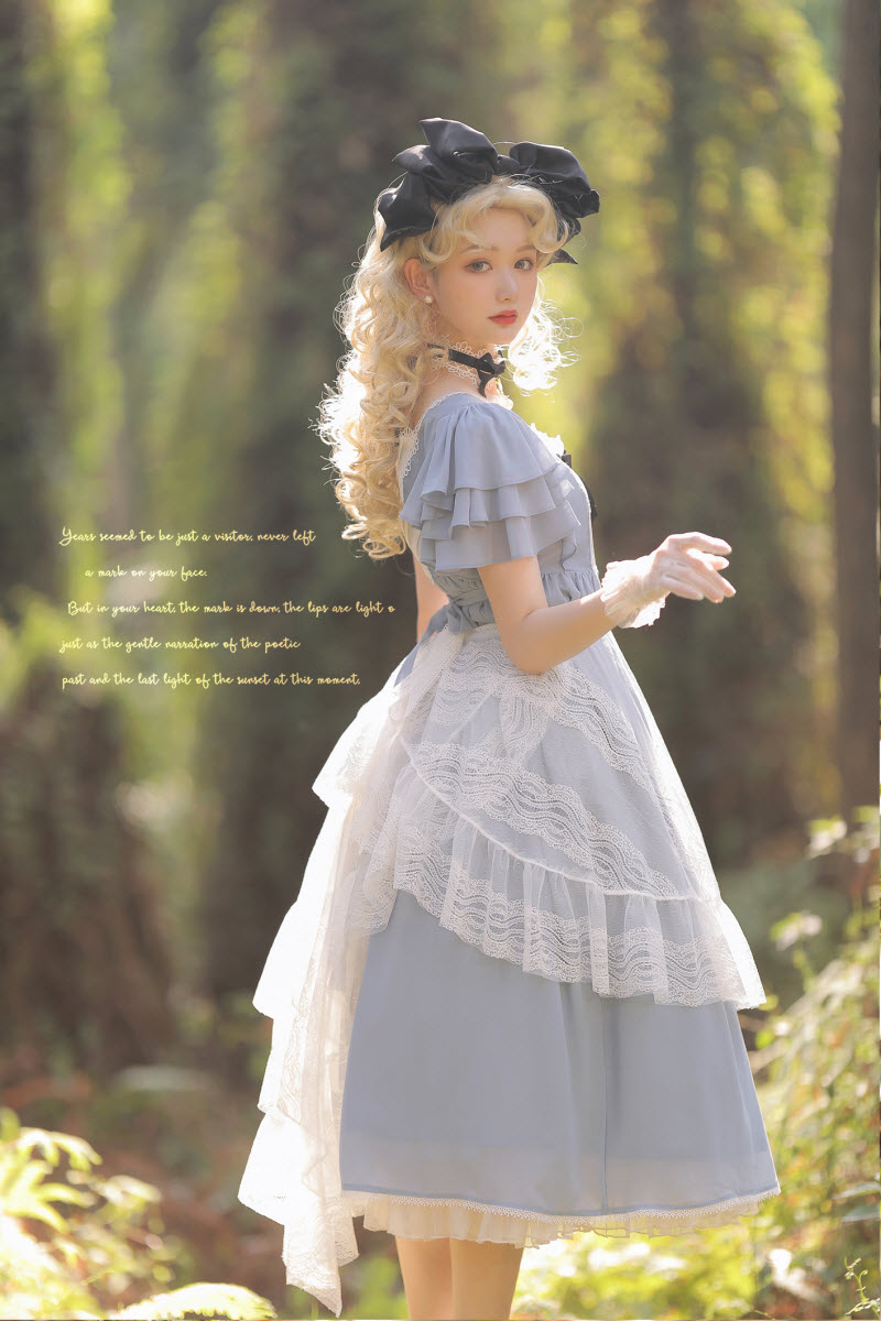 Unideer -Memory of Floria- Lolita OP Dress (Low Neckline Chiffon Fabric ...