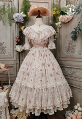 Miss Point -Banksiae and Rose- Short Sleeves Lolita OP Dress (Printed Flowers Version)