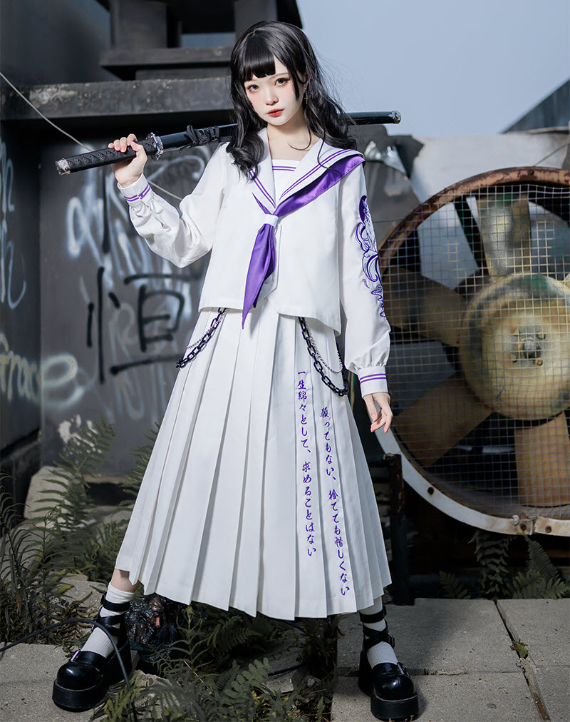 The Mysterious Jiu Weihu Sailor Lolita Top Wear and Skirt Set