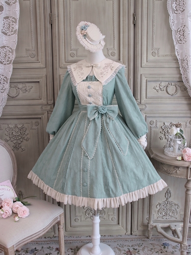 green emerald velvet dress Marina Button Down Dress w. Collar