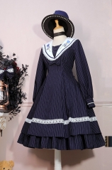 Unforgettable Date Embroidered Roses Striped Lolita OP Dress