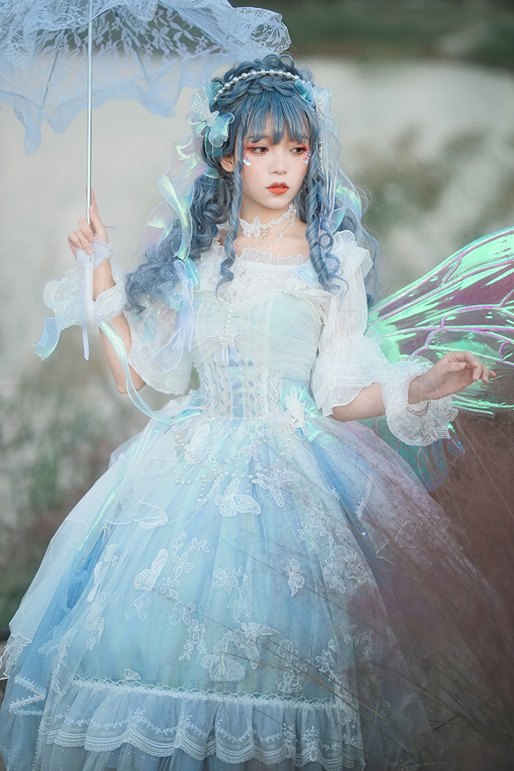 Fantasy Mirror -Crystal Butterflies- Vintage Classic Lolita Jumper Dress
