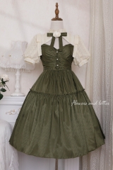 Flowers and Letters  False Two Pieces Lolita Short Sleeves OP Dress