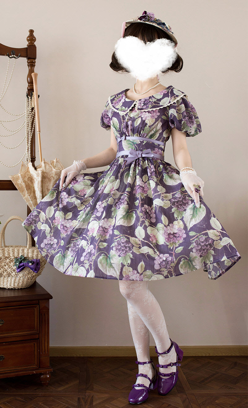 Classic OP Wardrobe Dresses -Sweet Vintage Lolita Grapes- Forest