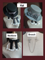 My Pleasure Journey Lolita Hat, Neckbow and Brooch