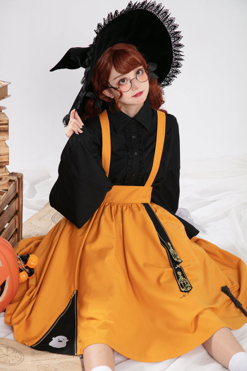 Little Witch's Party Halloween Themed Lolita Blouse and Skirt Set