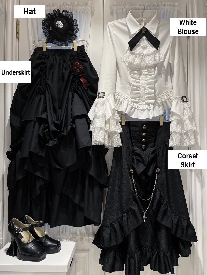 The Night of Eternal Life Gothic Lolita Blouse, Corset Skirt