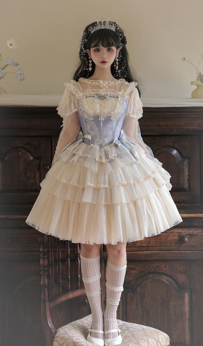 The Nine Songs -Misty Blue Moonlight- Lolita Top Wear, Blouse and Skirts