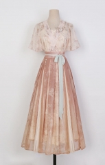 The Elegant Ancient Girl Hanfu Style Qi Lolita Blouse, Shirt and Skirt Set
