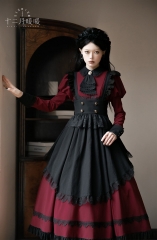 Nikki Tomorrow -Teleisha's Afternoon Tea- Black X Red Colorway Lolita OP Dress and Apron
