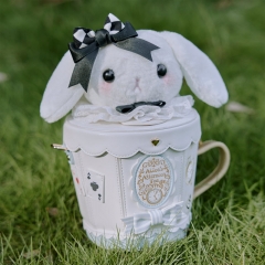Teacup Bunny Sweet Lolita Lop-Ears Bunny Head and Pearl-Chains Handle