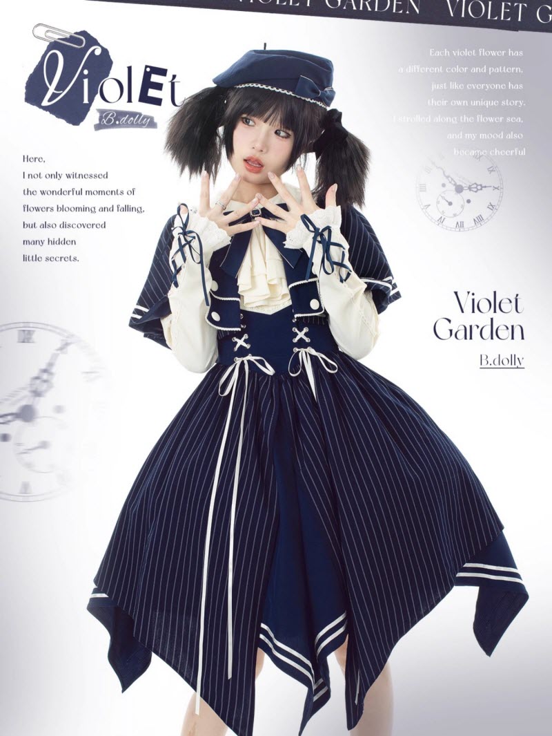 Violet Garden Vintage Classic Lolita OP Dress and Its Matching Cape and ...