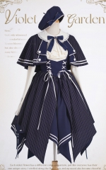 Violet Garden Vintage Classic Lolita OP Dress and Its Matching Cape and Beret
