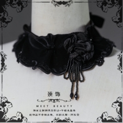 LingXi- Night Falls on Versailles- Elegant Gothic Lolita Choker, Brooch and Hat